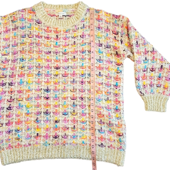 Anthropologie Stellah Multicolor Metallic Knit Sweater Small - Picture 10 of 11